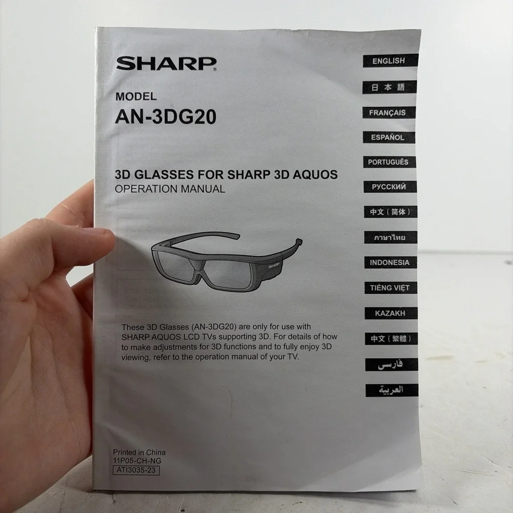 Sharp AN-3DG20-B 3D Glasses Open Box‎